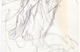 Joseph Beuys, undatiert, unbetitelt Die grobe Skizze einer Berglandschaft.