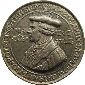 Medaille, darauf Portrait von Luther