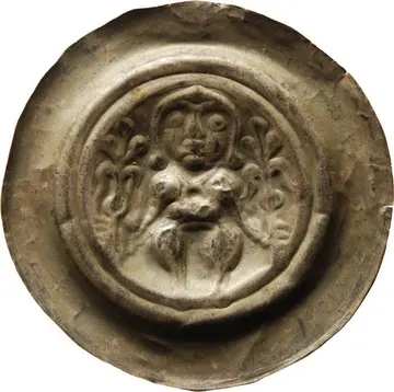 Brakteat Münze, darauf eine menschliche Figur