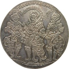 Medaille, darauf drei Ritter