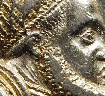 eine Silbermünze mit dem Profil von Kurfürst Friedrich III.