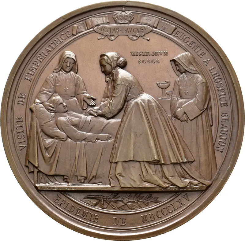 Besuch der Königin Eugenie bei Cholera-Kranken, Frankreich 1866