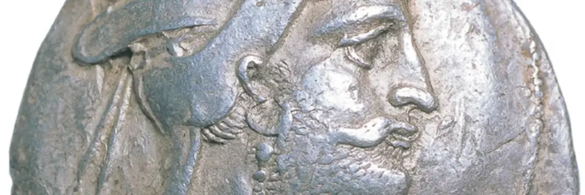 persische Münze mit einem Männerkopf