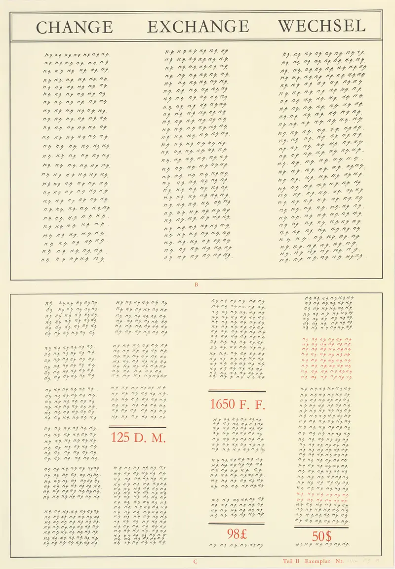 Marcel Broodthaers, Gedicht/Poem/Poème Change/Exchange/Wechsel, 1973