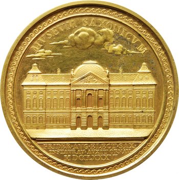 Goldene Medaille mit Abbildung eines Gebäudes